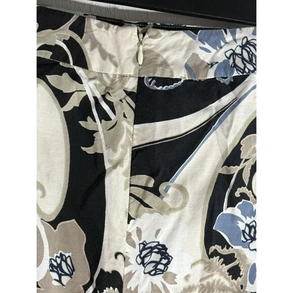 Ann Taylor Women’s Tan, Cream, Black Floral A-Line Zippered Skirt Size 6 Midi - Picture 7 of 10